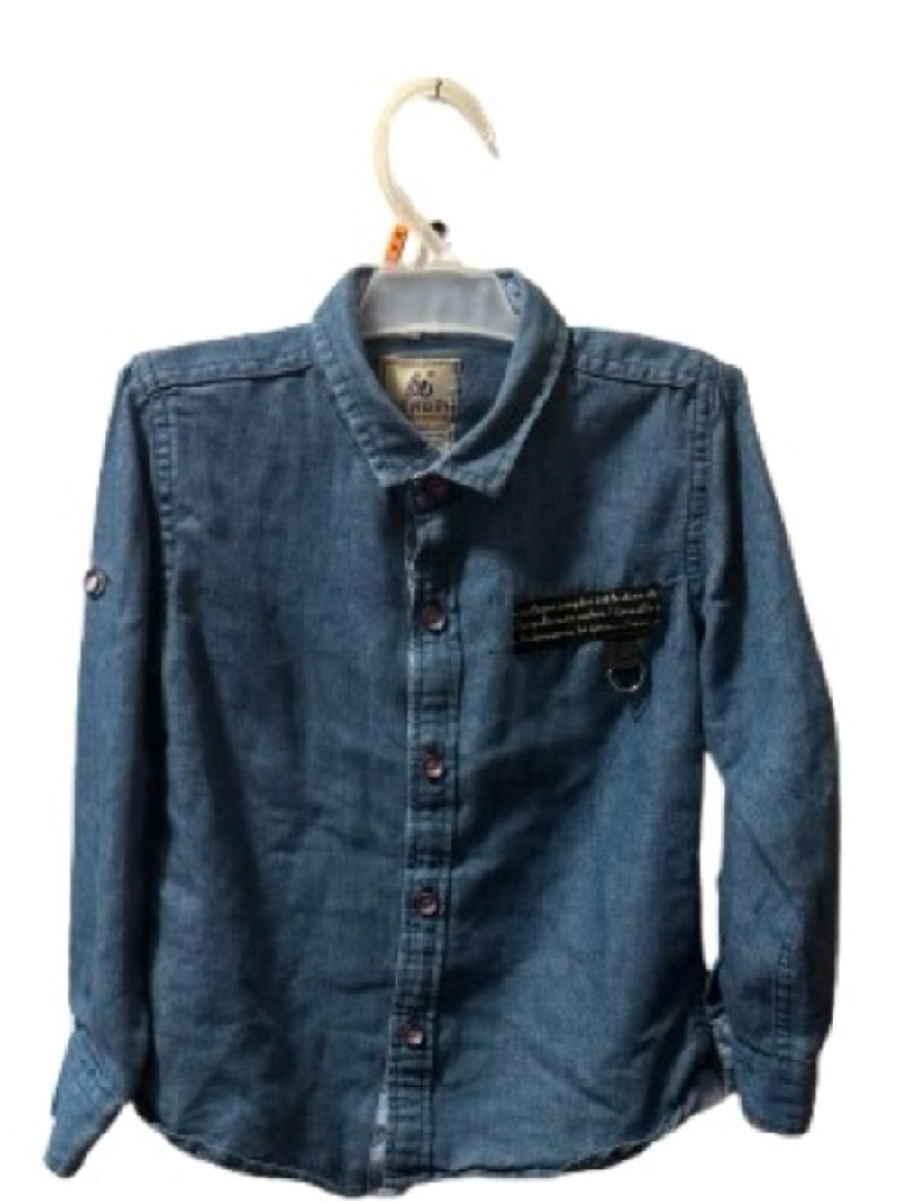 NENGDI Boys Light Wash Chambray Button-Down Long Sleeve Shirt